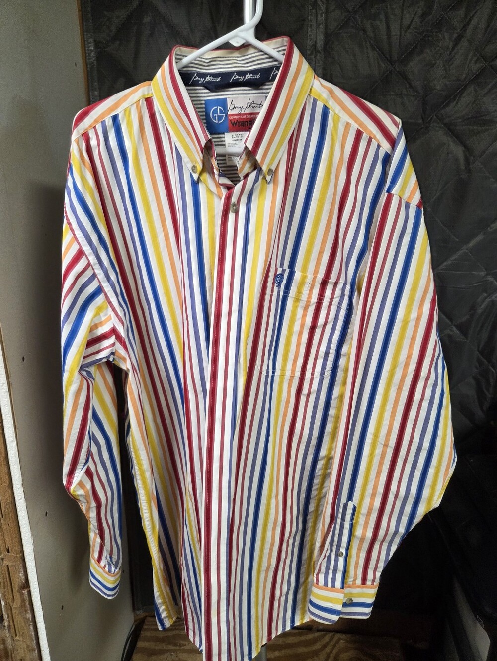 Wrangler Striped Button-Down Shirt - Red, Blue, Yellow